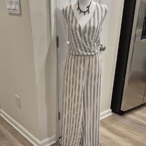 Forever 21 Black and White Striped Jumpsuit